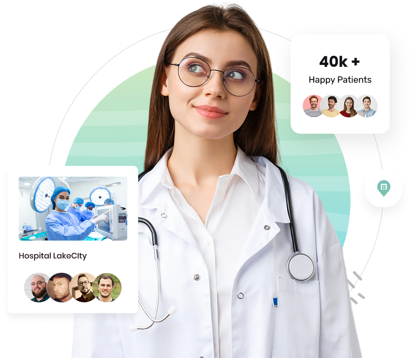 Female doctor with glasses