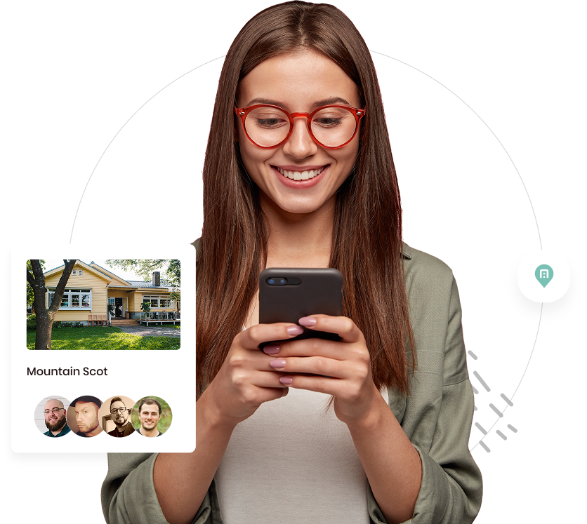 Woman with phone browsing renters insurance